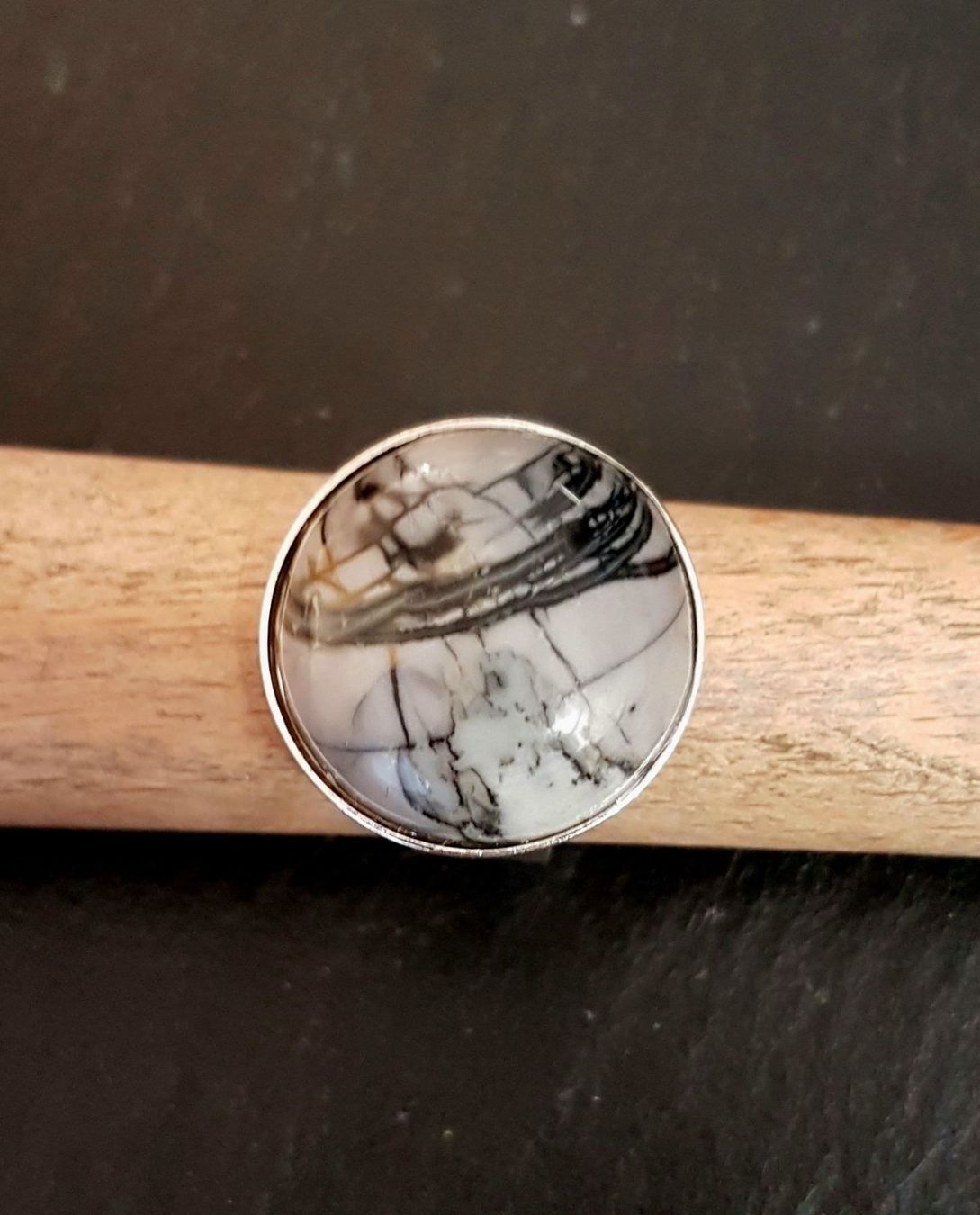 Anelli: Bague argent 925/Jaspe Picasso – Nuovo e nell'imballaggio originale da Veyrier venduto da Leilazizou