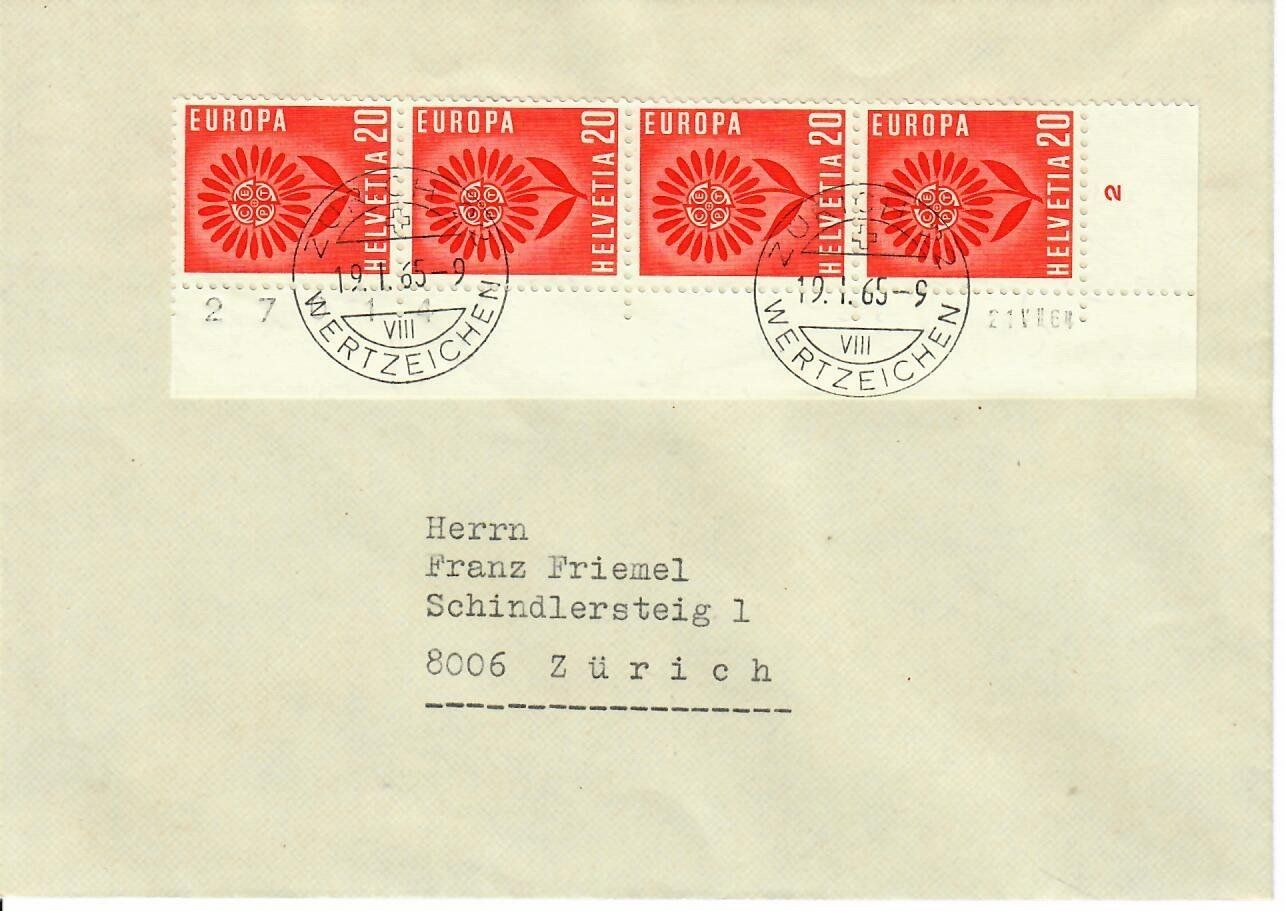 Tous les timbres: Brief mit 4er Streifen und Tab – D'occasion à Hochdorf par Ziegel-16