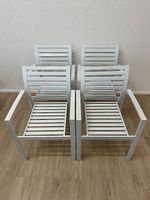 4er-Set Gartenstühle mit Armlehnen in Weiss (Metall)