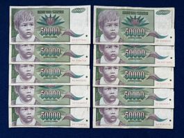 Belgrad 1992 - Jugoslawien - 10 x 50000 Dinara