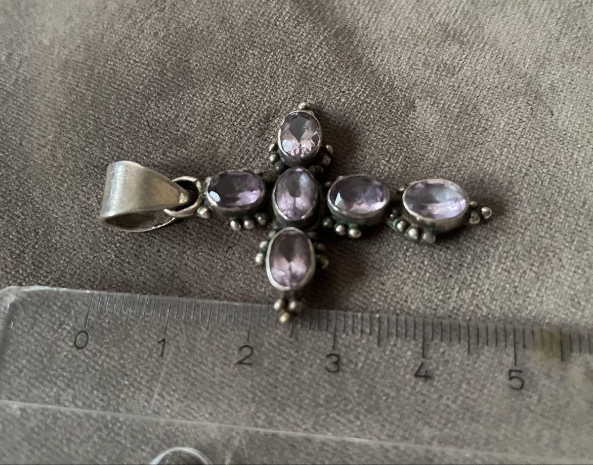 Ciondoli: Wunderschönes Kreuz aus Silber 925 mit Amethysten – Nuovo (secondo la descrizione) da Zürich venduto da Caracol1998 2