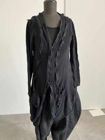 Rundholz Strickjacke – Schwarz – Grösse S – 100 % Baumwolle
