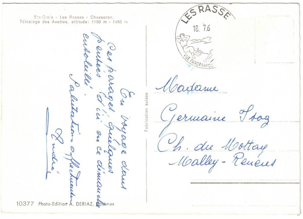 Cartoline postali: Ste. Croix - Sessellift Avattes – Usato da Binningen venduto da Mountainrider 1