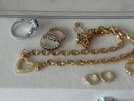 🌹Luxus  Set Nr: 1🌹 Ring Kette Ohrstecker Farbe : Gold