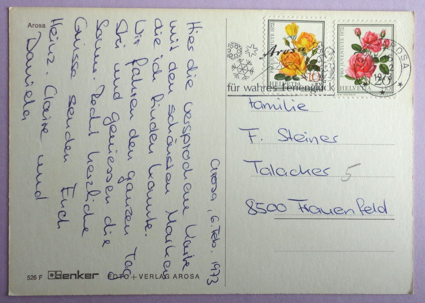 Cartoline postali: Arosa – Usato da Fétigny venduto da Billy2miny 1