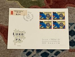 1 Erstagsbrief LI Einschreiben Viererblock 1967