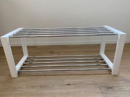 Schuh-Regal weiss mit Metallstäben 80 x 30 x 32 cm