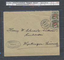 1918 Portofreiheit, "Balgach  - Zürich"