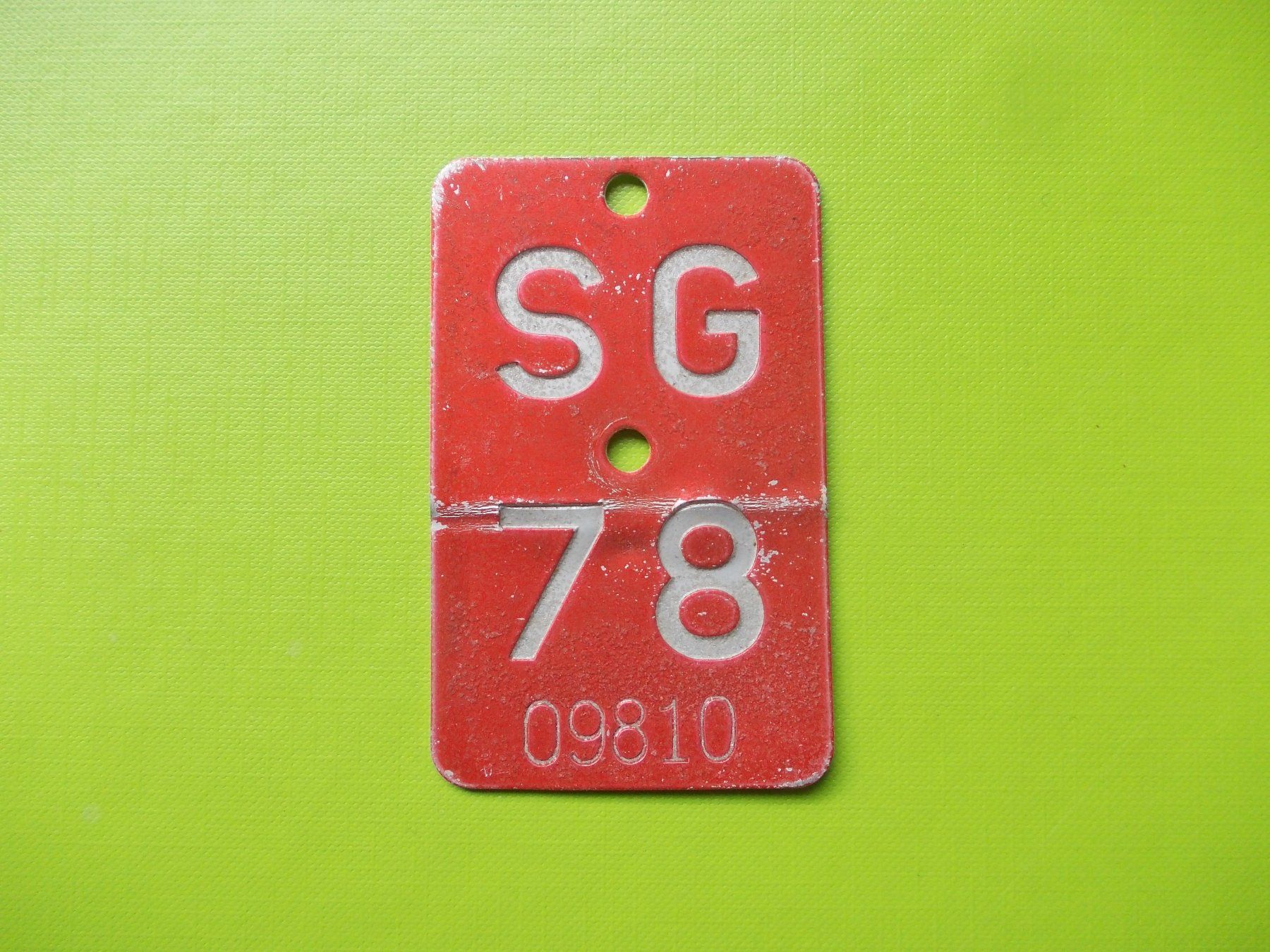 Insegne: Velonummer / Fahrradnummer SG 78 – Usato da Gsteigwiler venduto da HORMIGA21