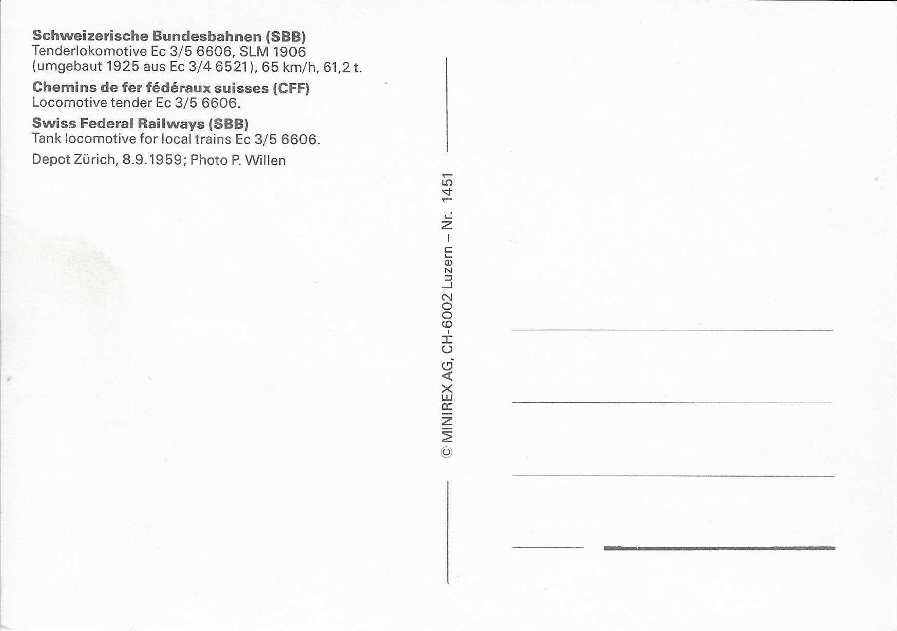 Cartoline postali: SBB Tenderlokomotive Ec 3/5 – Nuovo (secondo la descrizione) da Rothrist venduto da Stranglehold 1
