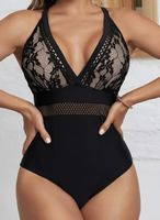 Chic Costume da bagno nero con pizzo-tg M/L-nuovo