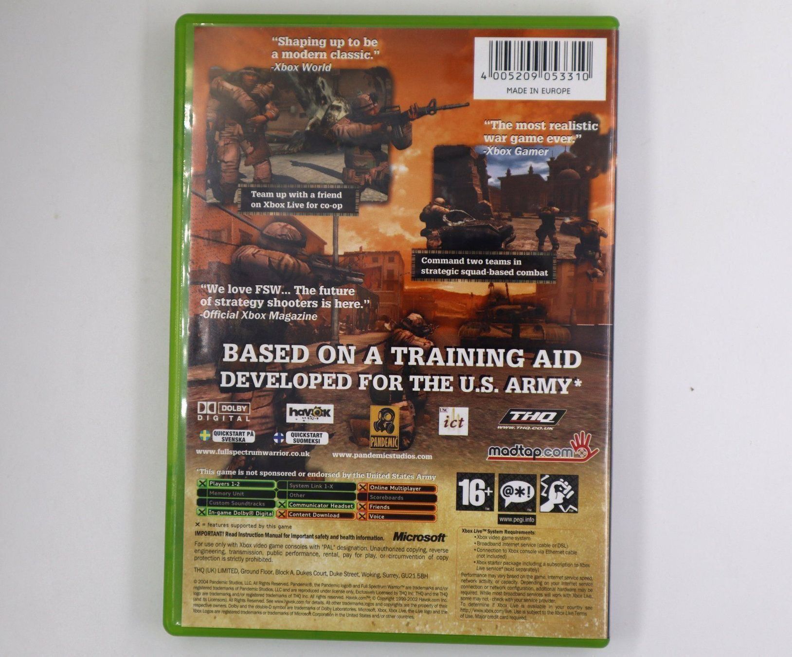 Microsoft Spiele: Full Spectrum Warrior Original XBox PAL Englisch Tactical – Gebraucht aus Baden von TellsKuchenhaus 1