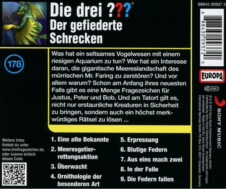 CD: Die drei ???  178/der Gefiederte Schrecken CD – Nuovo e nell'imballaggio originale da Männedorf venduto da Molum 1