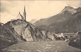 Scuol Schuls GR // ca. 1920 Kirche und Alte Brücke 1244 m