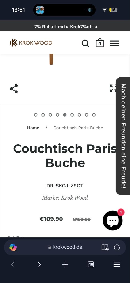 Tische: Krok Wood Couchtisch Paris Buche – Neu (gemäss Beschreibung) aus Zürich von el_ramona 2