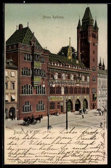 Cartoline postali: AK Basel, Neues Rathaus – Usato da Berlin venduto da bartko-reher