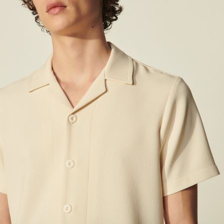 Sandro Cream Crepe Camp Collar shirt SLP Slimane Celine