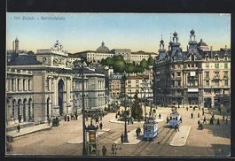 Zürich, Bahnhofplatz mit Strassenbahn