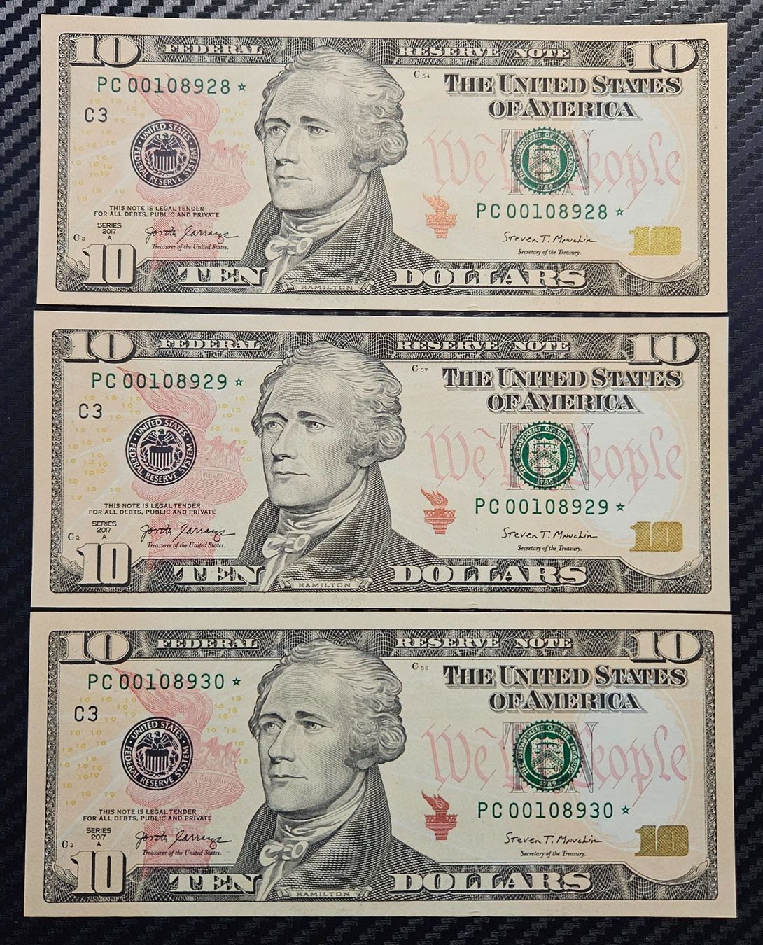 Banknoten: Super rareté 3 billets USA consécutifs, étoile – Neu (gemäss Beschreibung) aus Cousset von Patricio77
