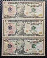 Super rareté 3 billets USA consécutifs, étoile