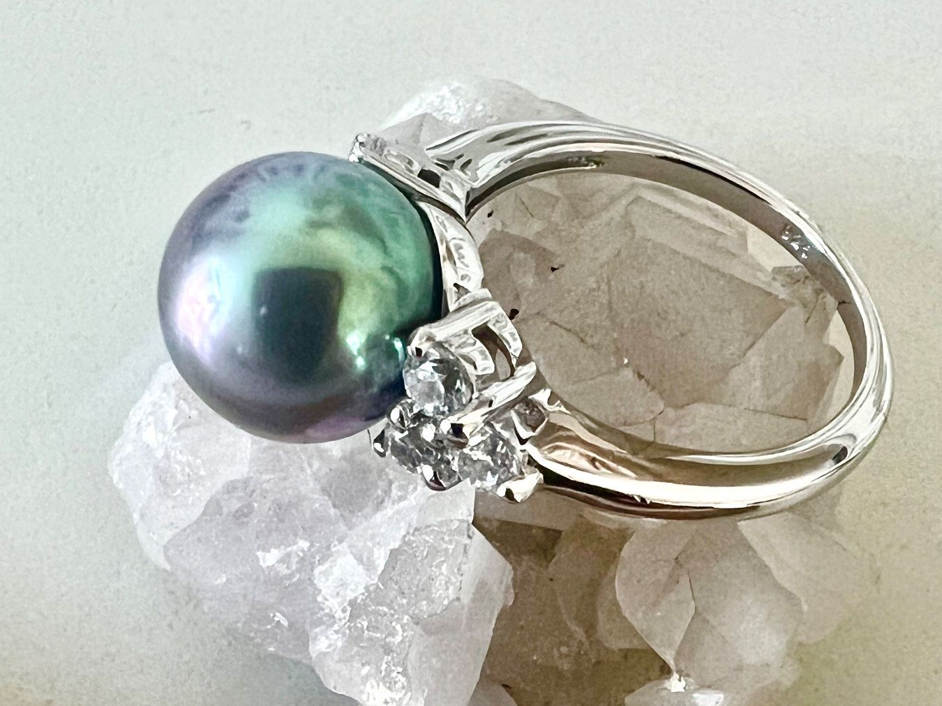 Ringe: TRAUM Silber Ring 925 - schillernde Echt Perle & Zirkonia – Gebraucht aus Ruswil von artbyhand 1