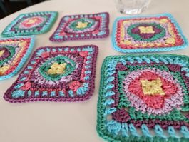 6 Häkel Coaster Glas Untersetzer Boho Carnival handgemacht