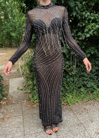 Chic Maxi Abito da sera con strass-tgS/M/L-nuovo-feste
