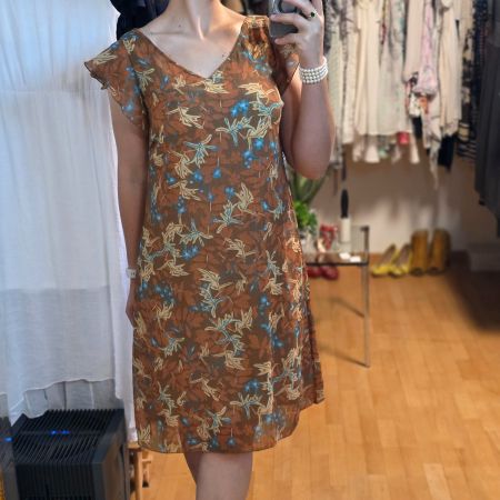 Blue Motion Vintage Kleid Blumen Braun Gr. 38 /40 & 40