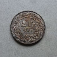 ++ 2.- Franken 1886, tolle Patina, gute Erhaltung