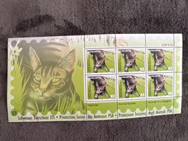 MARKEN KLEINBOGEN SCHWEIZER TIERSCHUTZ KATZE, POSTFRISCH