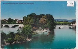 Rheinfelden mit Brücke und Burgkastell - Litho