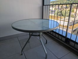 Table extérieure ronde en verre et métal 🌞