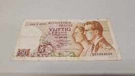Belgische 50-Franken-Note von 1966 - Seltenes Sammlerstueck