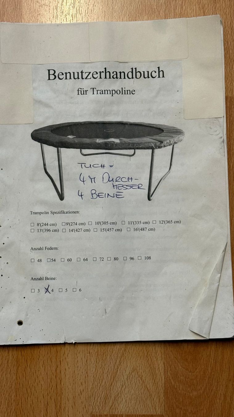 Trampoline: Trampolin 4 m Durchmesser – Gebraucht aus Kleinwangen von gw_ebach