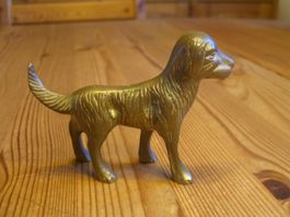Vintage Messing Hund 10cm | Detaillierte Mid-Century Figur