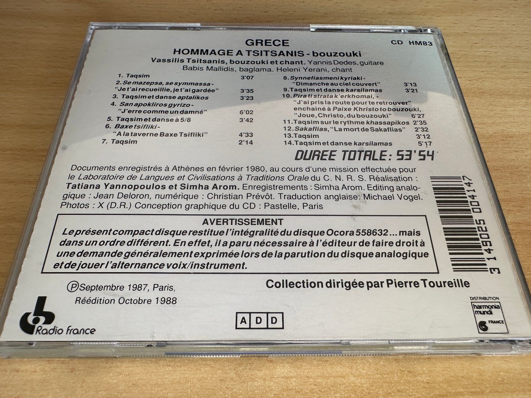 CDs: Various – Grèce - Hommage À Tsitsanis – Gebraucht aus Rikon im Tösstal von Alpenmutz 1