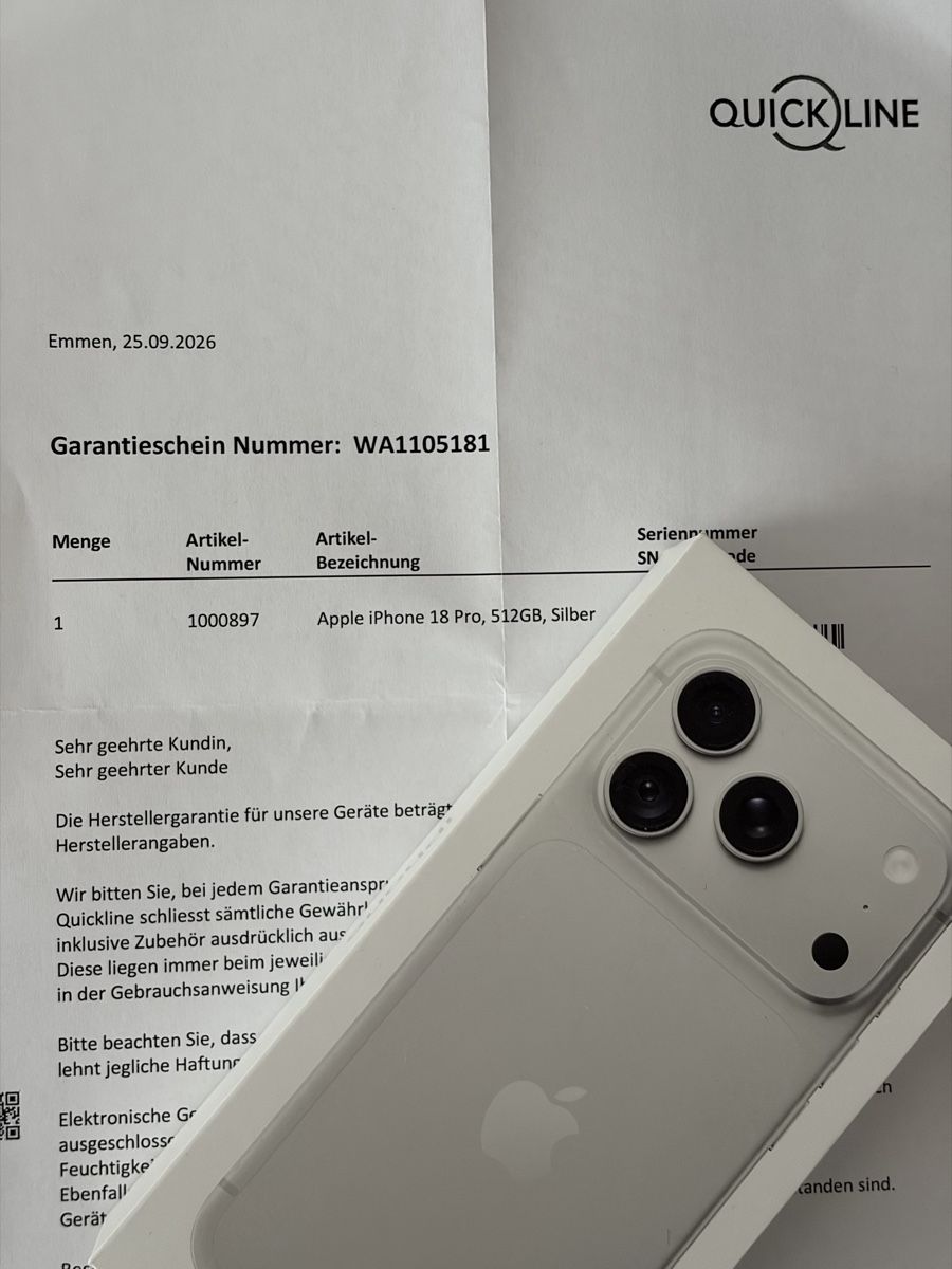 Apple Handys / Smartphones: iPhone 18 Pro 512GB Silber – Neu und originalverpackt aus Wallisellen von Mbravo 7