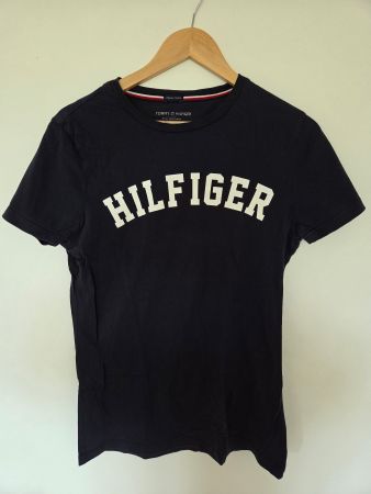 Tommy Hilfiger T-Shirt S Dunkelblau | Baumwolle | Logo Print