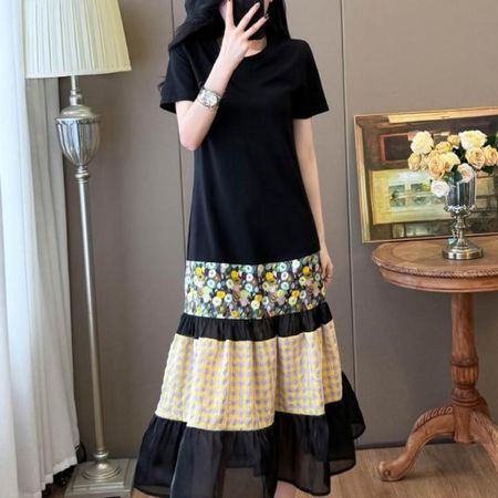 🌸 K-/J-Fashion Patchwork Kleid  Oversize M/L – Neu & Unique