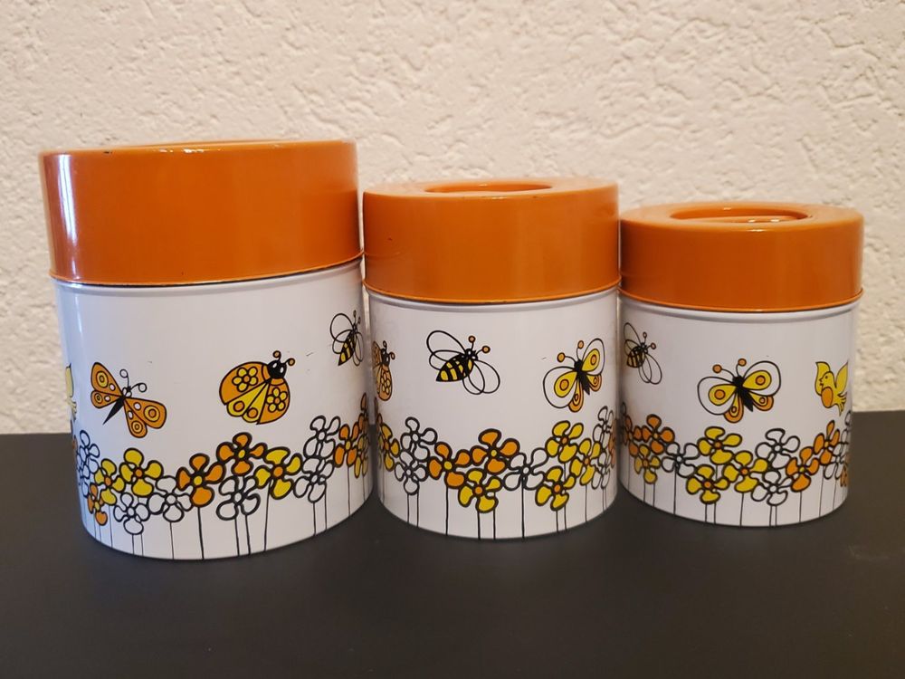 Ensemble de 3 boîtes Tupperware Soleil vintage 1970-1980
