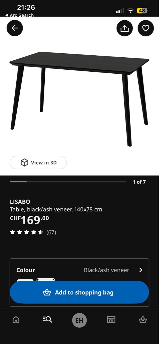 Tavoli: IKEA LISABO Tisch in Schwarz  – Usato da Wädenswil venduto da dai_2bcv 5