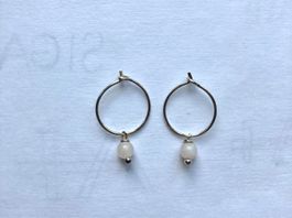 Creolen Sterlingsilber mit Rosenquarz Anhänger