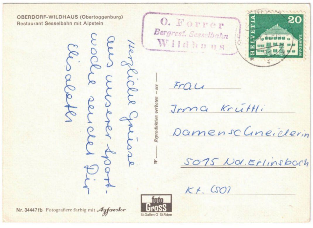 Cartoline postali: Wildhaus - Skilift Oberdorf – Usato da Binningen venduto da Mountainrider 1