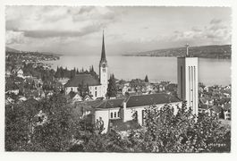 Horgen alte Karte Teilansicht Dorf Ansicht um 1960