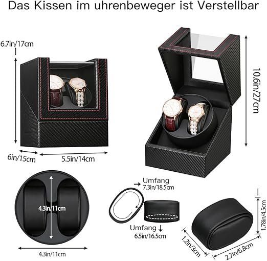 Cofanetto carica e porta orologi: Automatischer Uhrenbeweger Wechselstromadapter oder batterie – Nuovo e nell'imballaggio originale da Herisau venduto da Serenco 3