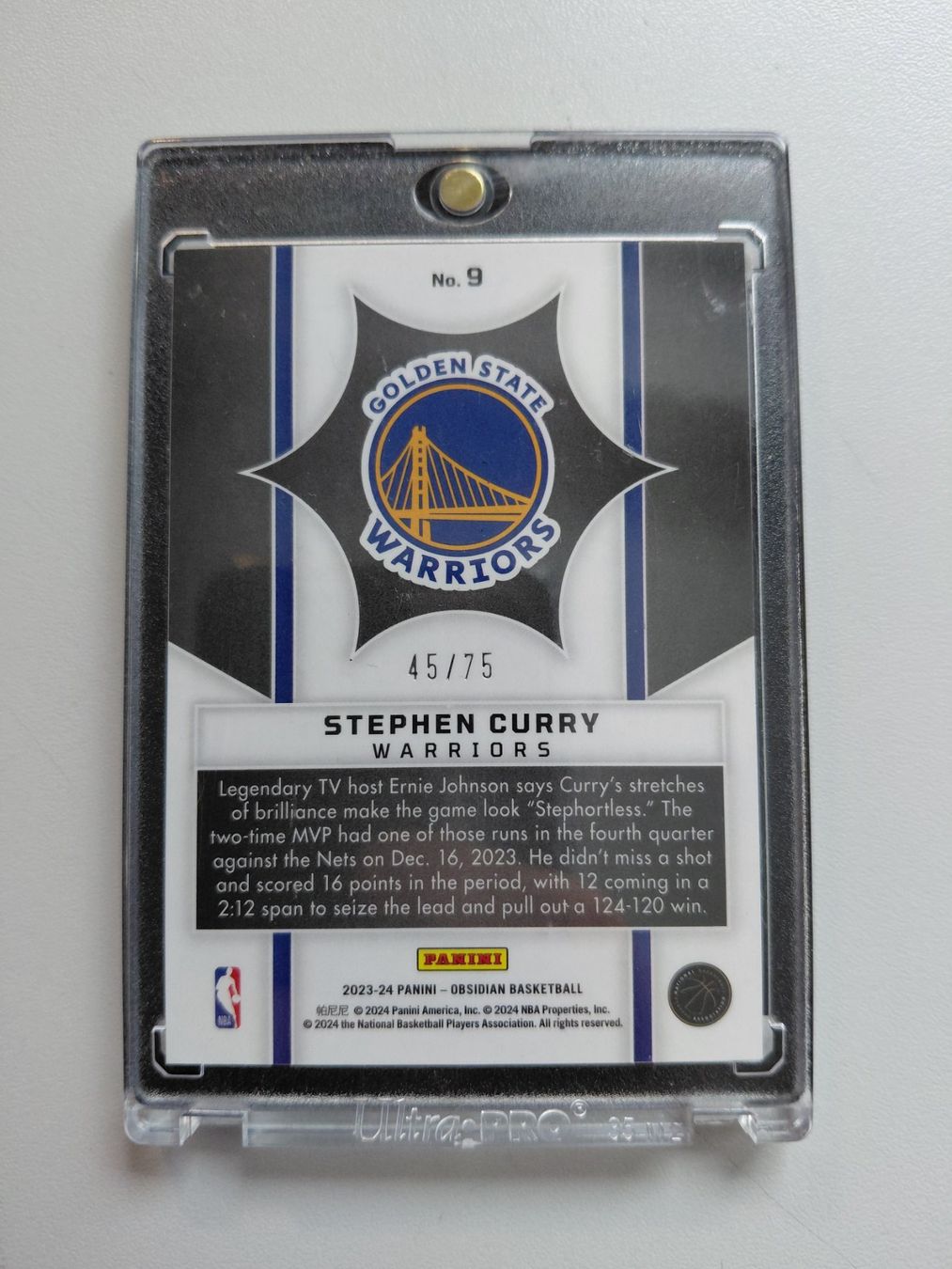 Nba Sammelbilder & Trading cards: Stephen Curry Obsidian 45/75, NBA – Gebraucht aus Uezwil von -Retrogames- 1