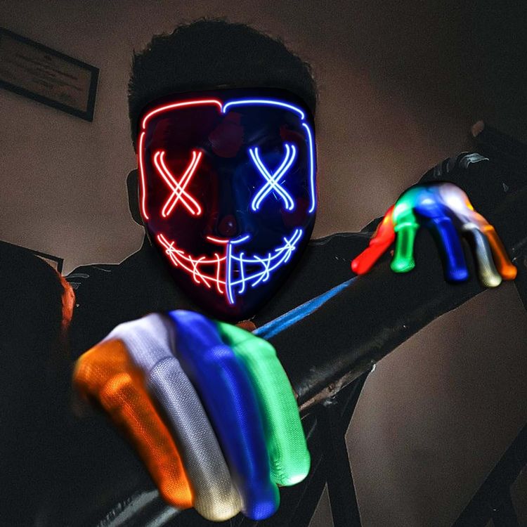 LED Maske Leuchtende Handschuhe-Set Kostüm Halloween Party