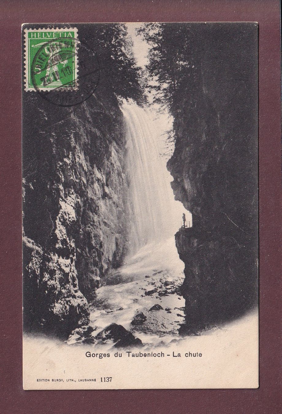 Ansichtskarten: BIENNE - Gorges du Taubenloch - 1910 – Gebraucht aus Pully von nicecards