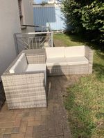Gartenlounge Rattangeflecht grau mit Stauraum