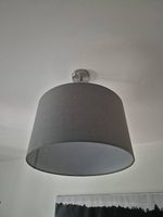 Grey fabric drum ceiling lamp